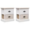 vidaXL 2 pcs Tables de chevet Blanc et naturel 38x28x45 cm Paulownia