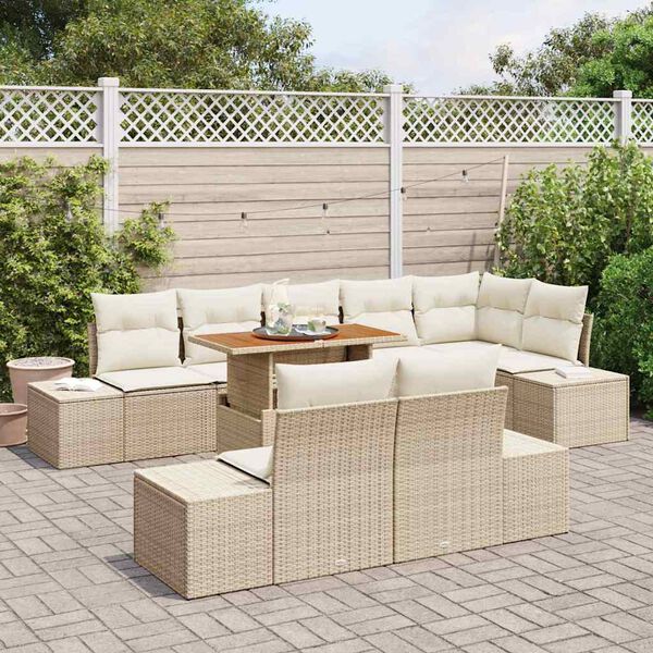 vidaXL Ensemble de salle &agrave; manger pour jardin 9 pcs Beige et cr&egrave;me