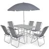 vidaXL Ensemble &agrave; manger d'ext&eacute;rieur 8 pcs Acier et textil&egrave;ne Gris