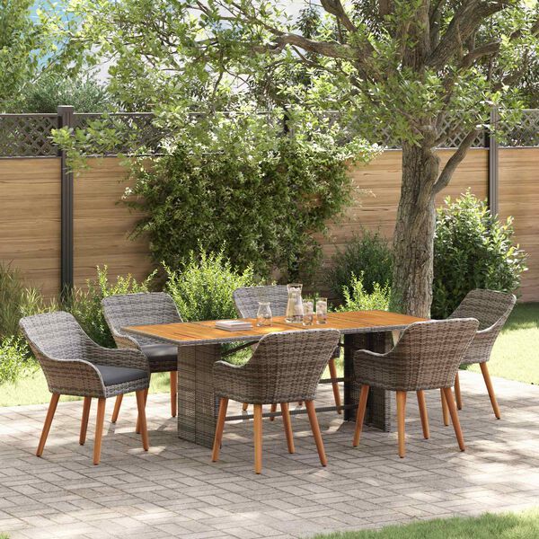 vidaXL Ensemble de salle &agrave; manger pour jardin 7 pcs Gris polyrotin