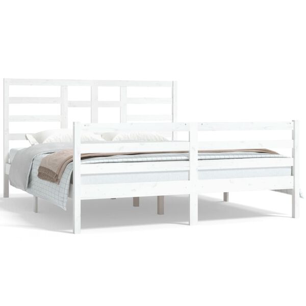 vidaXL Cadre de lit sans matelas blanc bois massif 160x200 cm