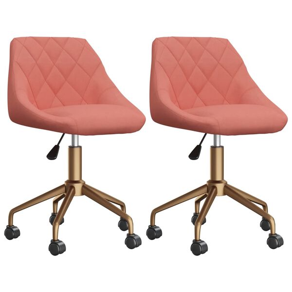 vidaXL Chaises pivotantes &agrave; manger lot de 2 rose velours