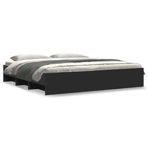 vidaXL Cadre de lit sans matelas noir 180x200 cm bois d'ing&eacute;nierie