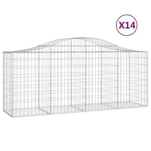 vidaXL Paniers &agrave; gabions arqu&eacute;s 14 pcs 200x50x80/100 cm Fer galvanis&eacute;