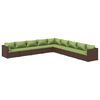vidaXL Salon de jardin 9 pcs avec coussins r&eacute;sine tress&eacute;e marron