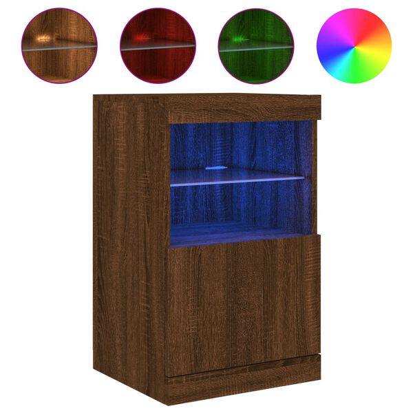 vidaXL Buffet avec lumi&egrave;res LED ch&ecirc;ne marron 41x37x67 cm
