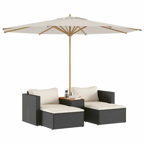 vidaXL Salon de jardin 5 pcs avec coussins noir résine tressée acacia