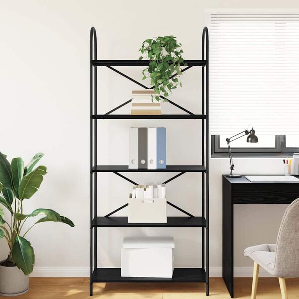 vidaXL &Eacute;tag&egrave;re Ch&ecirc;ne noir 80 x 30 x 183 cm Bois d'ing&eacute;nierie