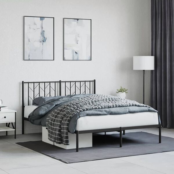 vidaXL Cadre de lit m&eacute;tal sans matelas avec t&ecirc;te de lit noir 140x200cm