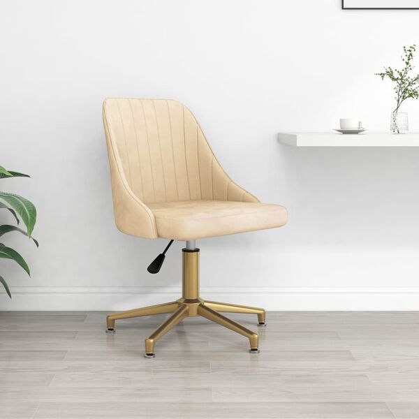 vidaXL Chaise pivotante de salle &agrave; manger Cr&egrave;me Velours