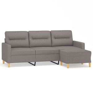 vidaXL Canap&eacute; &agrave; 3 places avec repose-pieds Taupe 180 cm Tissu