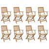 vidaXL Chaises pliantes avec coussins, 8 pi&egrave;ces, en bois d'acacia massif