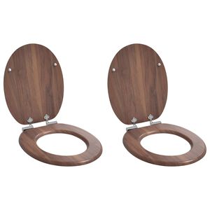 vidaXL Si&egrave;ge de toilette &agrave; fermeture douce 2 pc Marron 44 x 38 cm