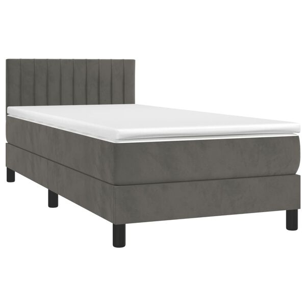 vidaXL Sommier &agrave; lattes de lit et matelas et LED Gris fonc&eacute; 80x200cm