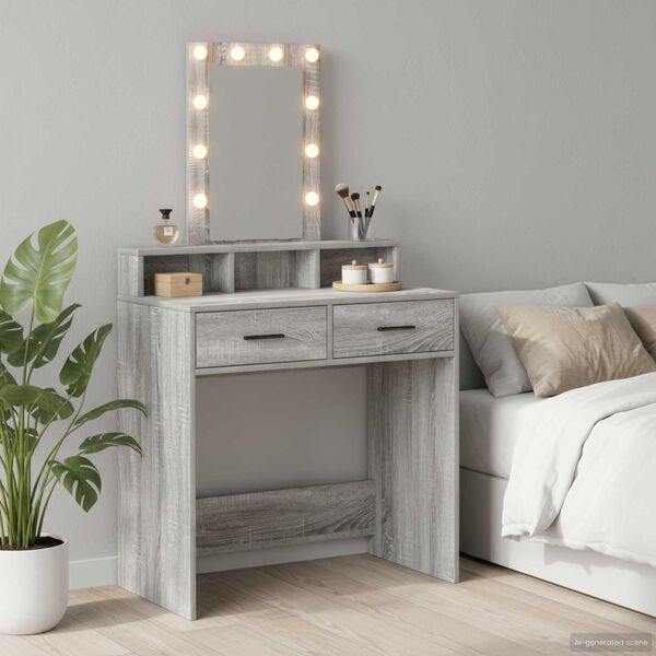 vidaXL Table de Toilette Gris 79 x 41 x 140 cm Bois d'ing&eacute;nierie