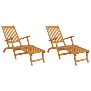 vidaXL Chaise longue d'ext&eacute;rieur repose-pieds lot de 2 Acacia solide