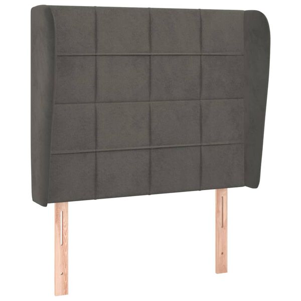 vidaXL T&ecirc;te de lit avec oreilles Gris fonc&eacute; 83x23x118/128 cm Velours