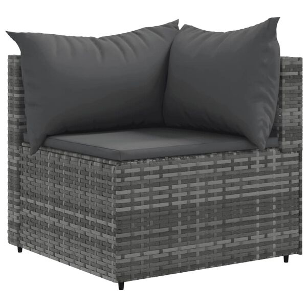 vidaXL Salon de jardin avec coussins 10 pcs gris r&eacute;sine tress&eacute;e