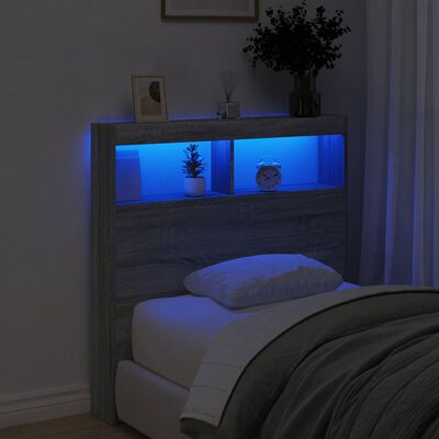 vidaXL Armoire tête de lit avec LED sonoma gris 100x17x102 cm
