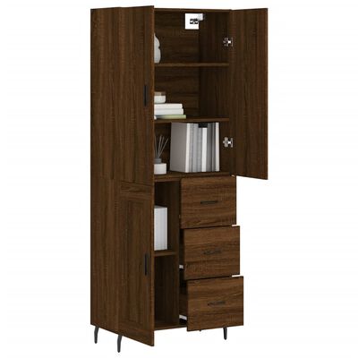 vidaXL Buffet haut Chêne marron 69,5x34x180 cm Bois d'ingénierie