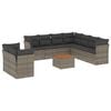 vidaXL Salon de jardin avec coussins 10 pcs gris r&eacute;sine tress&eacute;e