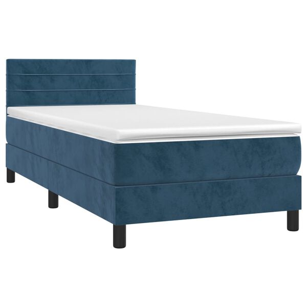 vidaXL Sommier &agrave; lattes de lit et matelas Bleu fonc&eacute; 80x200 cm Velours