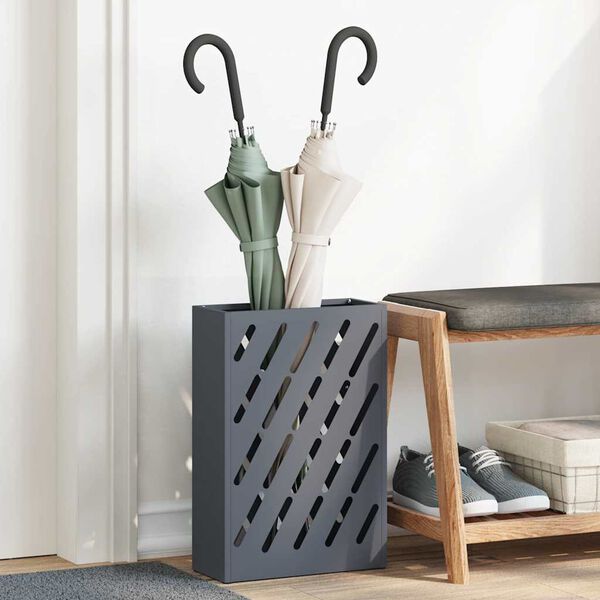 vidaXL Porte-parapluie avec stockage Anthracite 28 x 12 x 41 cm Acier
