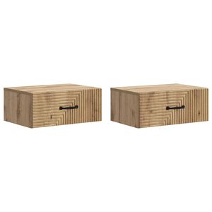 vidaXL Cabinet de chevet mural 2 pcs Ch&ecirc;ne artisanal 49 x 34,5 x 20 cm