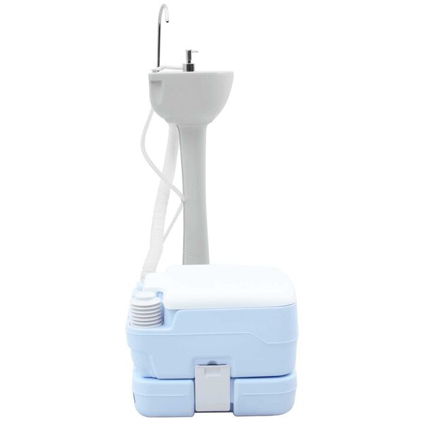 vidaXL Toilette de Camping 2 pcs Bleu et Blanc