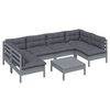 vidaXL Salon de jardin 7 pcs avec coussins gris bois de pin massif