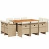 vidaXL Ensemble &agrave; manger de jardin et coussins 11 pcs beige poly rotin