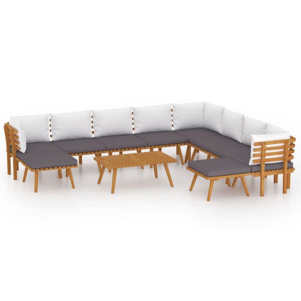 vidaXL Salon de jardin 11 pcs avec coussins Bois d'acacia solide