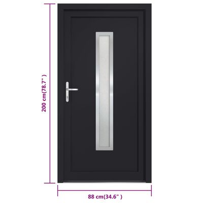 vidaXL Porte d'entrée anthracite 88x200 cm PVC