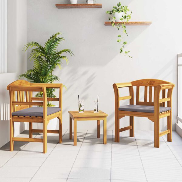 vidaXL Ensemble de salon Rose de jardin 3 pcs Bois d'Acacia Massif