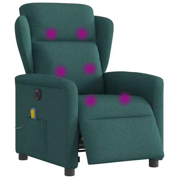 vidaXL Fauteuil de massage inclinable &eacute;lectrique Vert fonc&eacute; Tissu