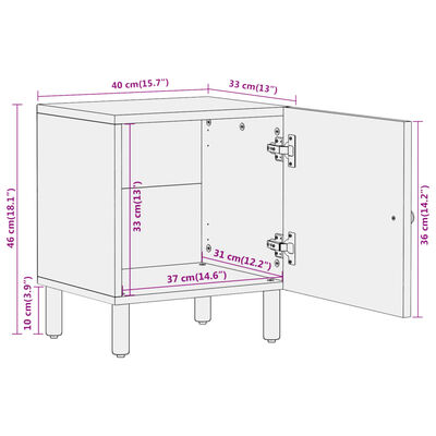 vidaXL Tables de chevet 2 pcs 40x33x46 cm Bois de manguier solide