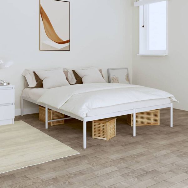 vidaXL Cadre de lit m&eacute;tal sans matelas blanc 160x200 cm