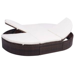 vidaXL Lit de repos d'ext&eacute;rieur avec coussin R&eacute;sine tress&eacute;e Marron