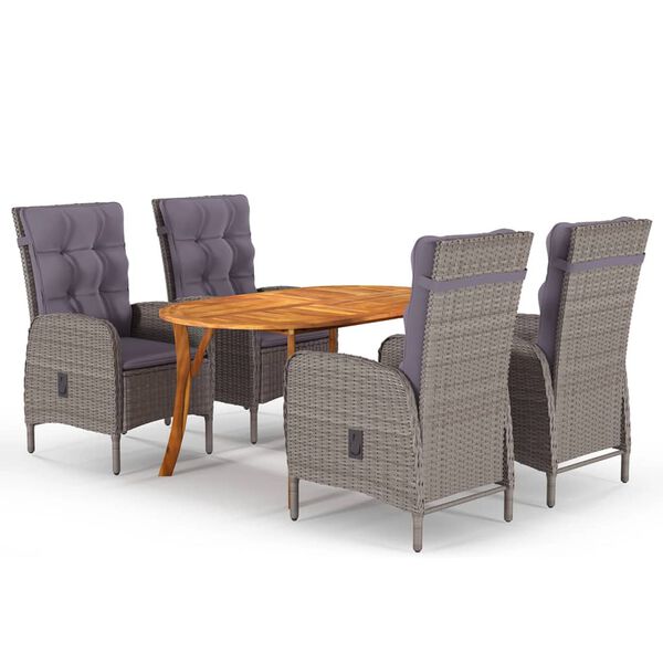 vidaXL Ensemble &agrave; manger de jardin 5 pcs Gris