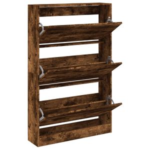 vidaXL Armoire &agrave; chaussures ch&ecirc;ne fum&eacute; 80x21x125,5 cm bois ing&eacute;nierie