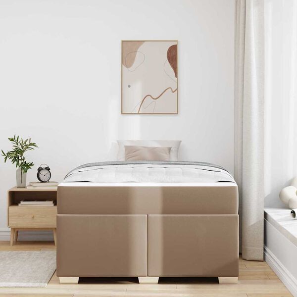 vidaXL Cadre de lit avec matelas Cappuccino 120 x 190 cm tissu