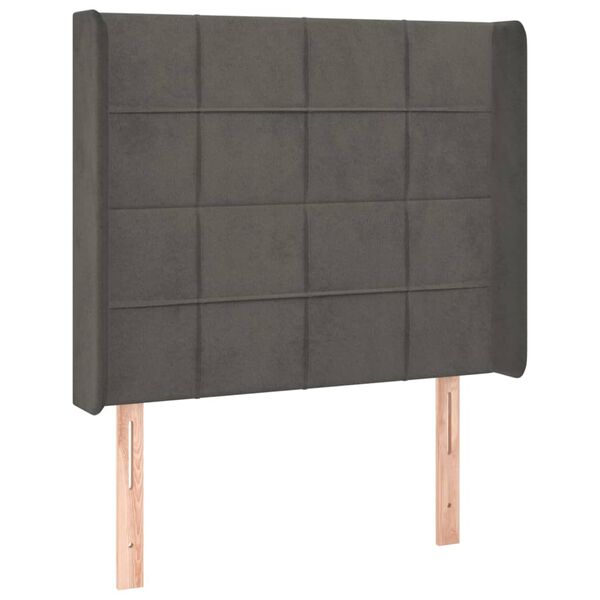 vidaXL T&ecirc;te de lit &agrave; LED Gris fonc&eacute; 83x16x118/128 cm Velours