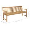vidaXL Banc de jardin avec coussin blanc crème 175 cm Teck massif