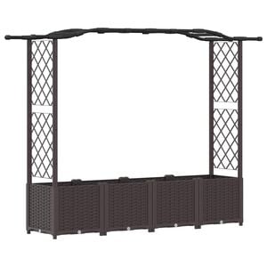 vidaXL Lit &Eacute;lev&eacute; avec Treillis et Toit Marron 204 x 40 x 138 cm PP