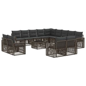 vidaXL Ensemble de canap&eacute; de jardin 14 pc Gris et Gris fonc&eacute; polyrotin