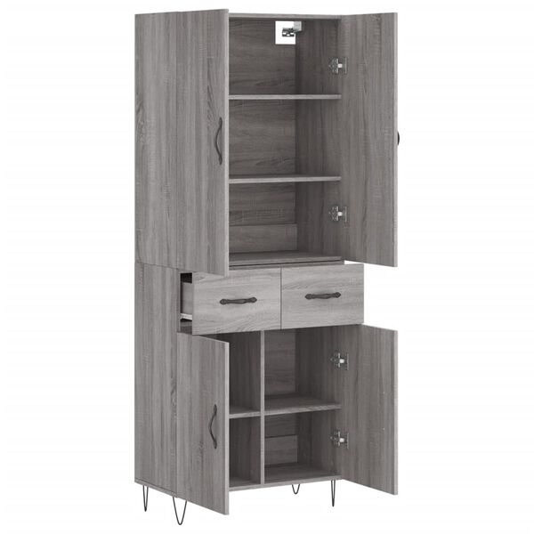 vidaXL Buffet haut Sonoma gris 69,5x34x180 cm Bois d'ing&eacute;nierie