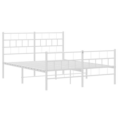 vidaXL Cadre de lit métal sans matelas et pied de lit blanc 160x200 cm