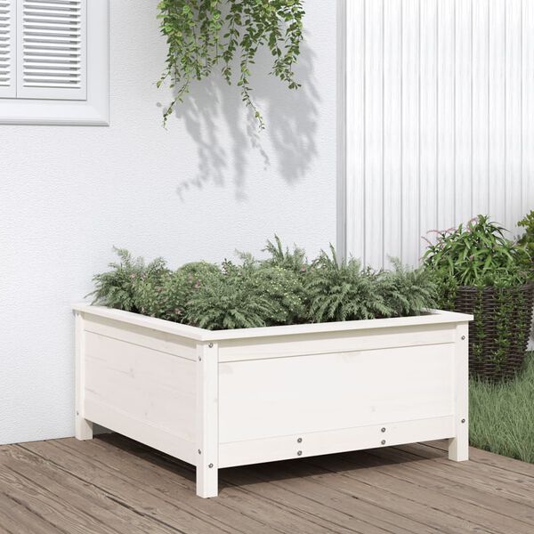 vidaXL Jardini&egrave;re blanc 82,5x82,5x39 cm bois massif de pin