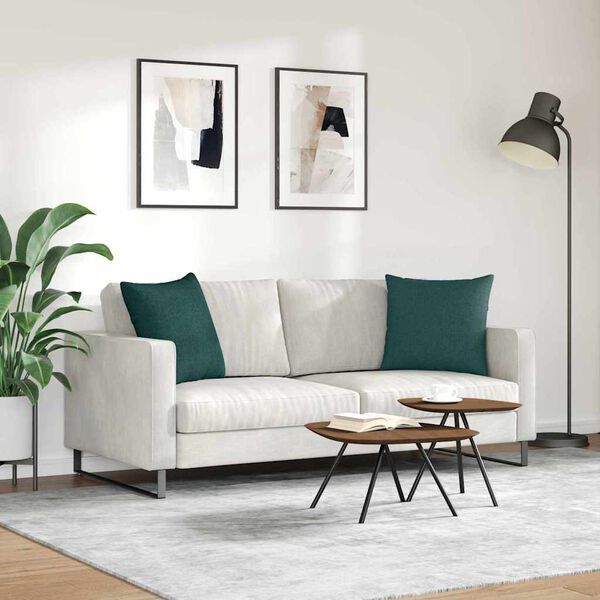 vidaXL Coussins de canap&eacute; 2 pcs Vert fonc&eacute; 50 x 50 cm tissu