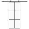 vidaXL Porte coulissante kit de quincaillerie noir 90x205 cm verre ESG
